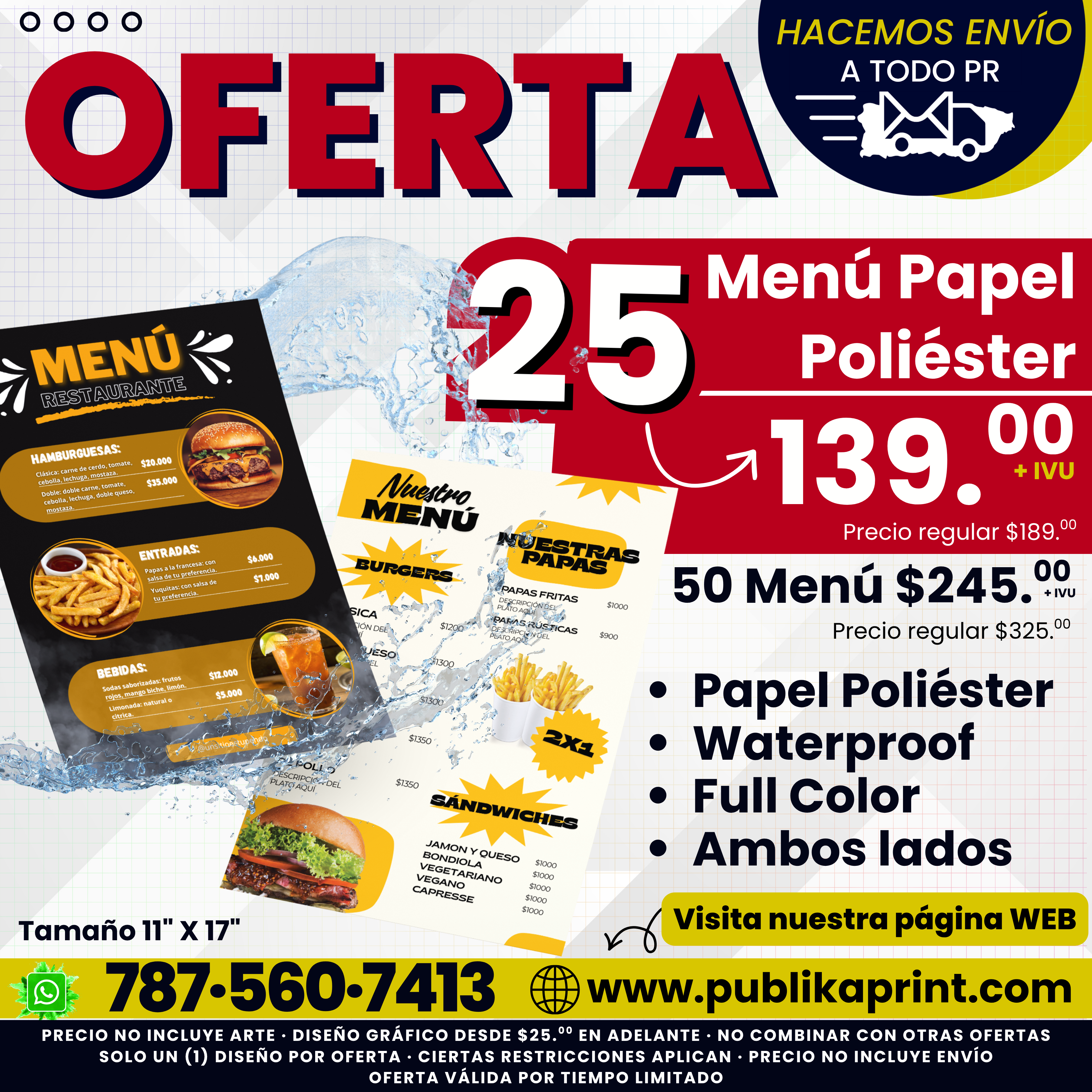 Menú  (Papel Poliéster)