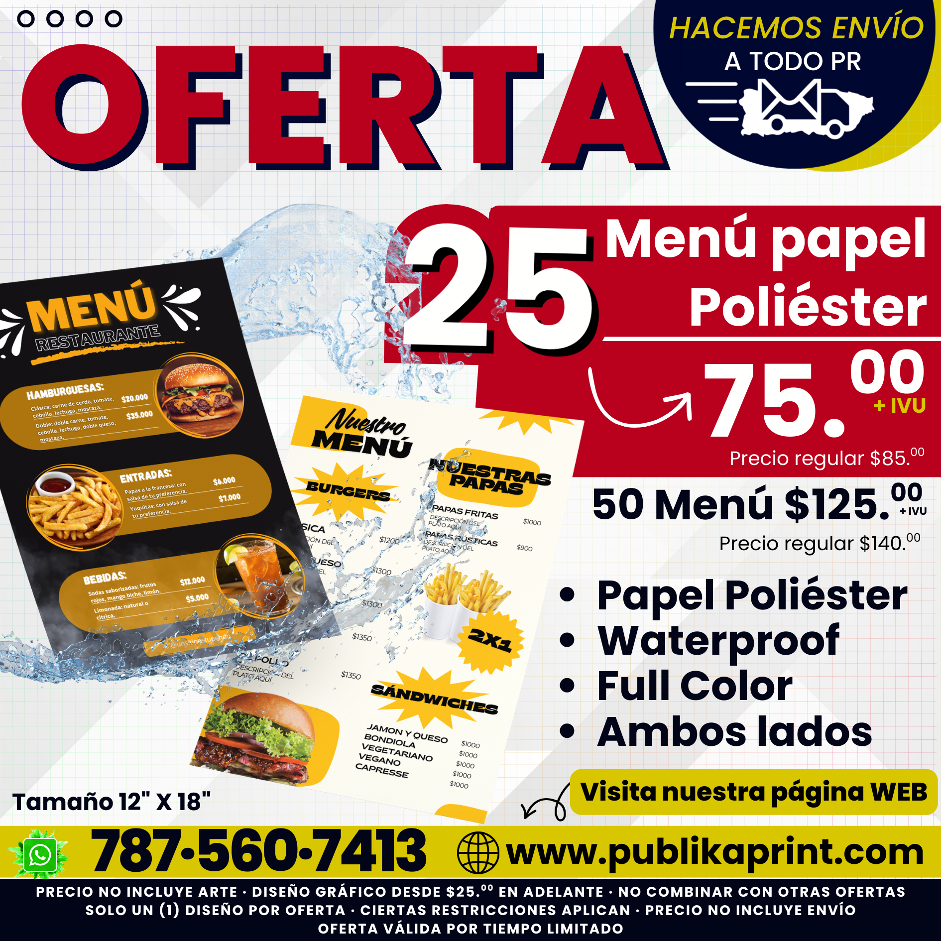 Menú  (Papel Poliéster)