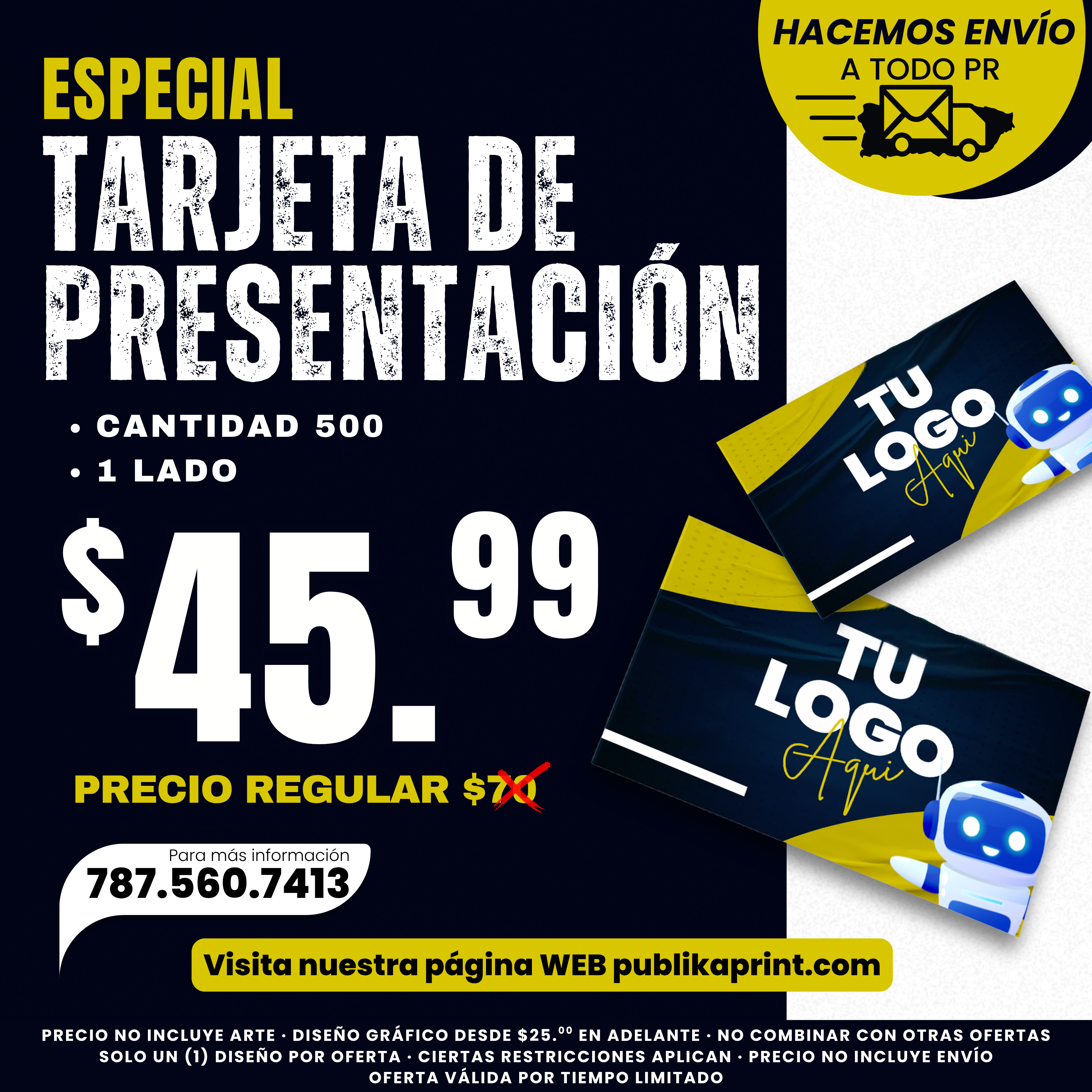 Oferta Tarjetas de Presentación (1 LADO)